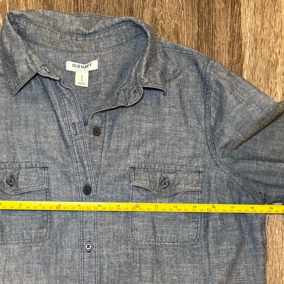 Women's Old Navy Denim Look Button Down Blouse Shirt Long Sleeve Top Size Small - Picture 4 of 9